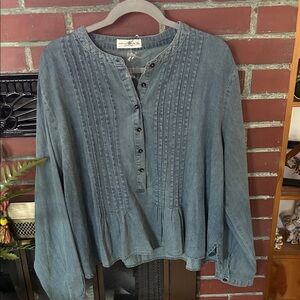 NATURAL LIFE Blue Button-Up Blouse